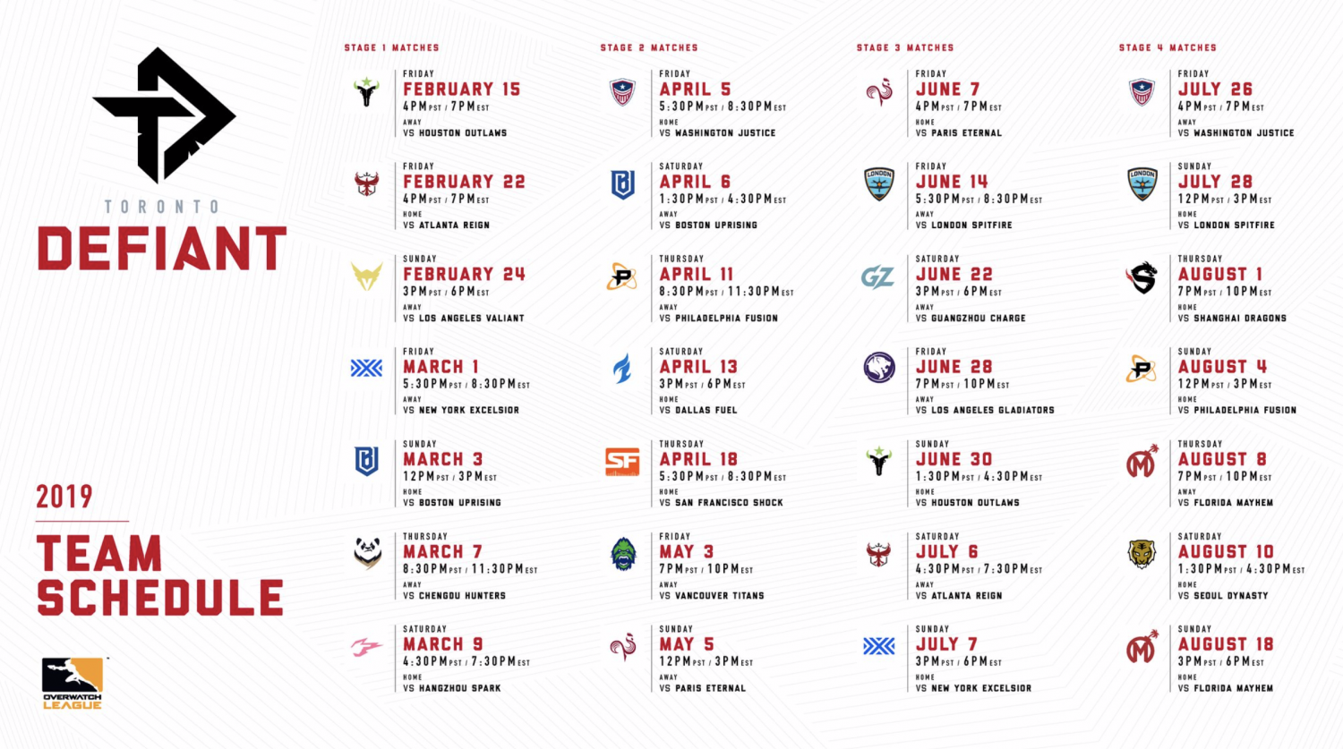 Horaire Overwatch Defiant