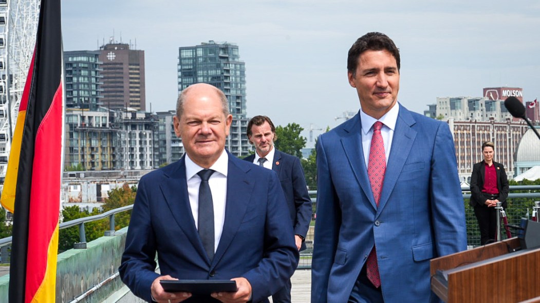 Le premier ministre Justin Trudeau accueillait son homologue allemand Olaf Scholz ce lundi à Montréal.