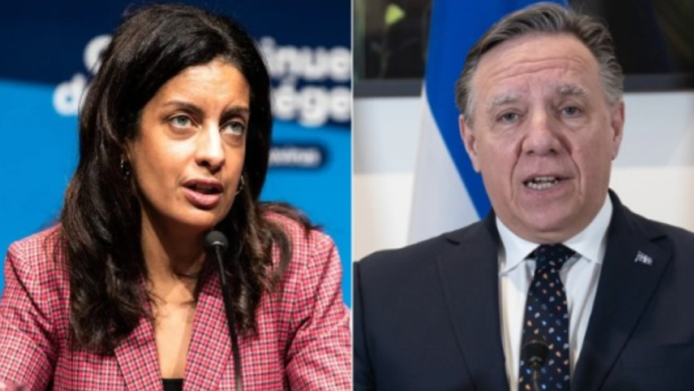 La cheffe du Parti libéral du Québec, Dominique Anglade, et le premier ministre caquiste sortant, François Legault.