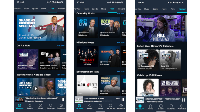 Sirius XM application mobile emission
