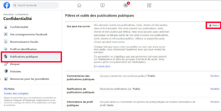 comment emp&ecirc;cher d'&ecirc;tre suivi sur facebook personnes inconnues ordinateur
