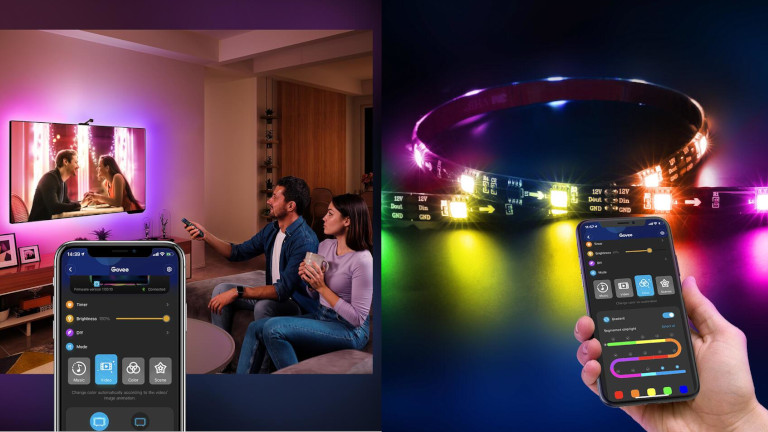 Les bandes DEL de Govee se configurent et peuvent être contrôlées via l'application mobile. Immersion Wi-Fi TV Backlights govee application mobile