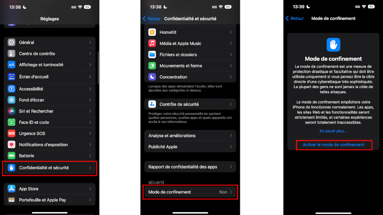Activer mode confinement iOS 6 iPhone