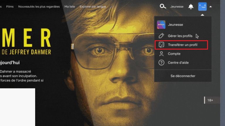 On n’a qu’à sélectionner l’option « Transférer un profil », suivre les indications et le tour est joué. aperçu fonction transfert profil Netflix