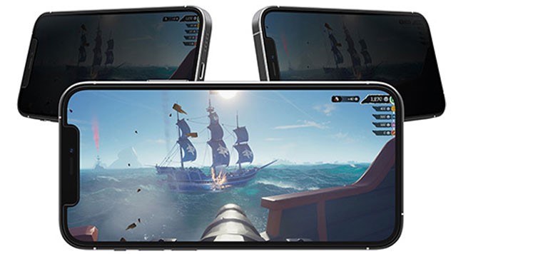 Un aperçu de l'effet qu'a le filtre de confidentialité vertical bidirectionnel d’Otterbox.