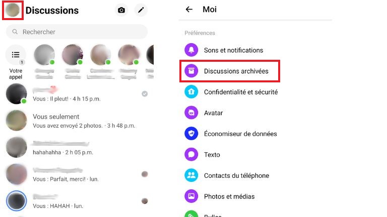 Voici où retrouver vos conversations Messenger archivées sur un appareil mobile Android ou iOS. retrouver conversations Messenger archivées mobile Android iOS
