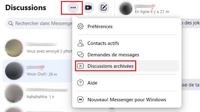 Voici où retrouver vos conversations Messenger archivées sur un ordinateur. retrouver conversations archivées Messenger ordinateur