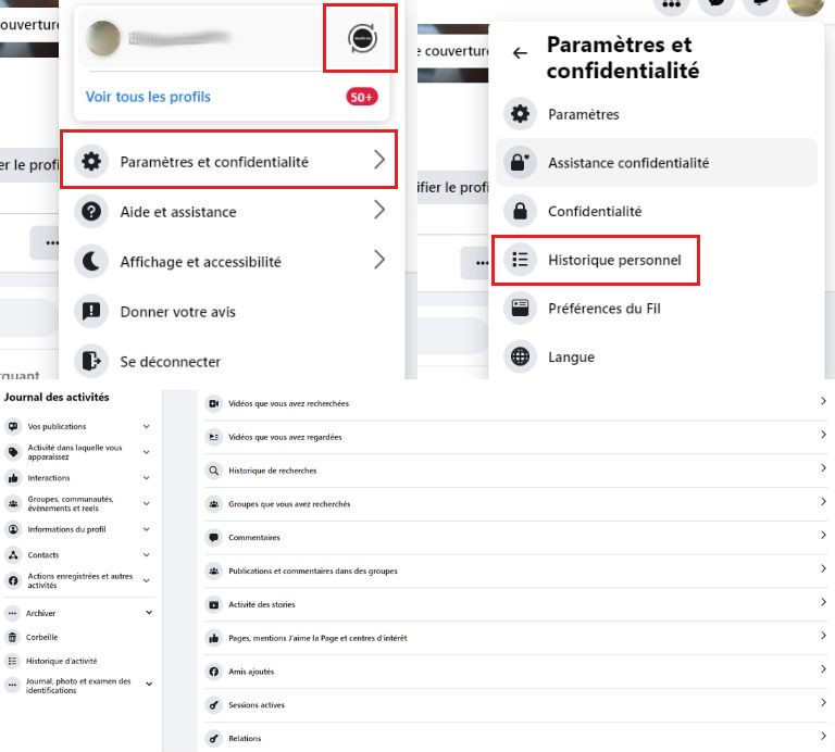 supprimer historique personnel Facebook ordinateur