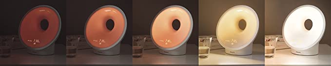 Différentes intensités de lumière sur la lampe SmartSleep par Philips