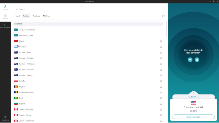 SurfShark VPN interface français