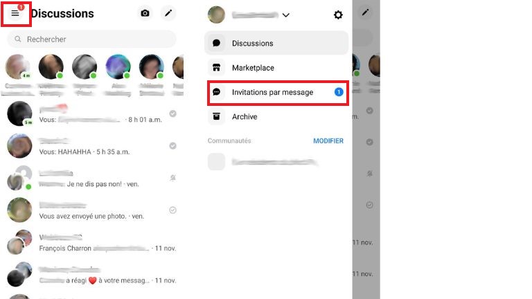 Invitations messages Messenger non ami Facebook