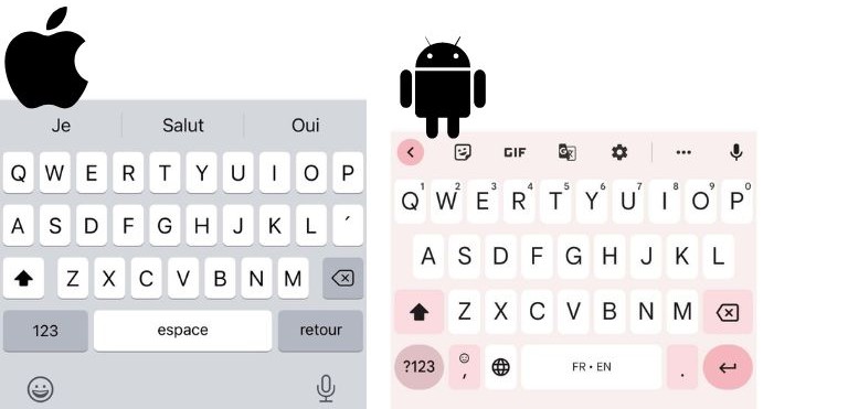 diff&eacute;rence clavier iOS vs. Android