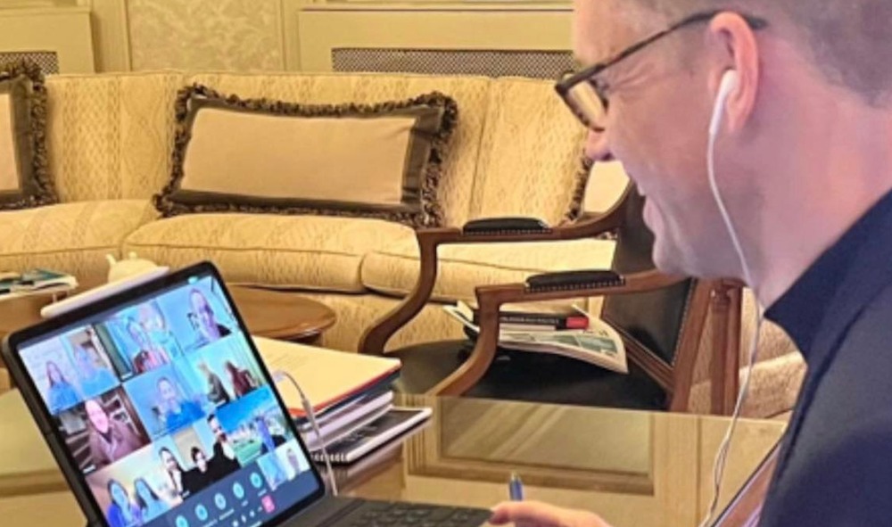 Pand&eacute;mie oblige, la rencontre entre le maire Bruno Marchand et les mini-croque s'est tenue virtuellement.