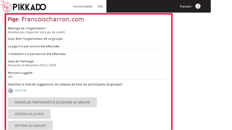 Le gestionnaire d’échange est particulièrement pratique pour communiquer entre participants de manière anonyme. aperçu tableau gestionnaire d'échanges Pikkado pige Noël