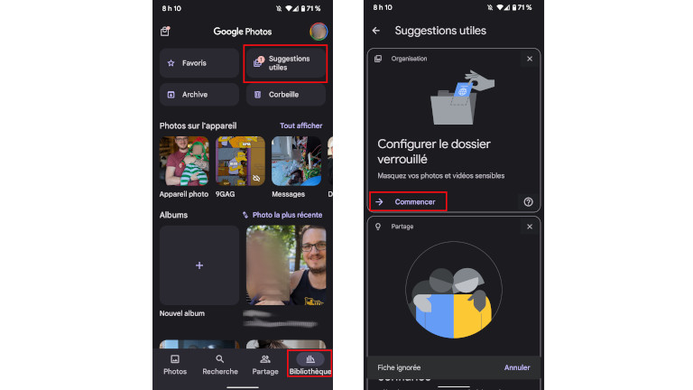 Comment configurer dossier verrouill&eacute; Google Photos