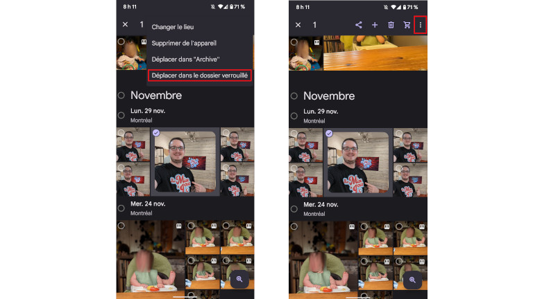 Comment mettre photos vid&eacute;os dans dossier verrouill&eacute; Google Photos