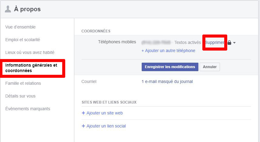 Facebook comment supprimer num&eacute;ro de t&eacute;l&eacute;phone