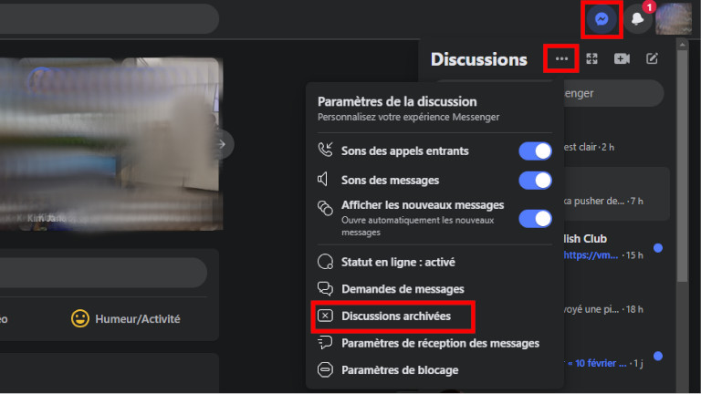 Messenger discussions archiv&eacute;s ordinateur