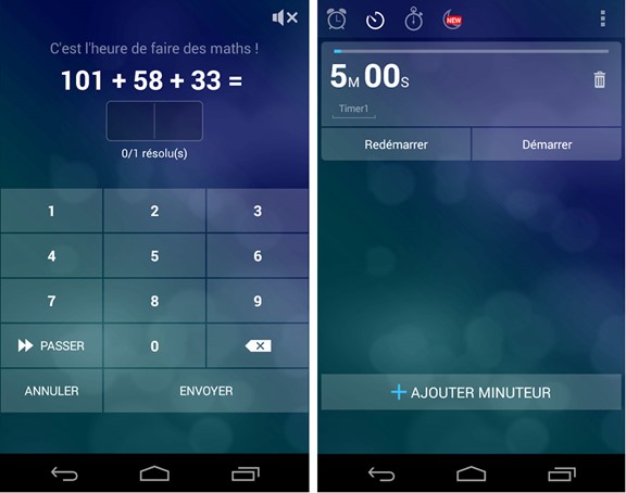 Un problème mathématique nous est demandé pour arrêter notre alarme le matin. aperçu de l'application de réveil problème mathématique