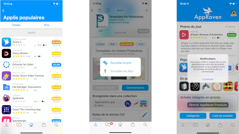 Application AppRaven &eacute;conomie rabais apps iOS