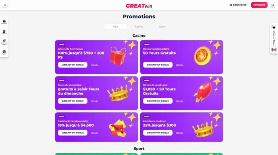 greatwin casino bonus
