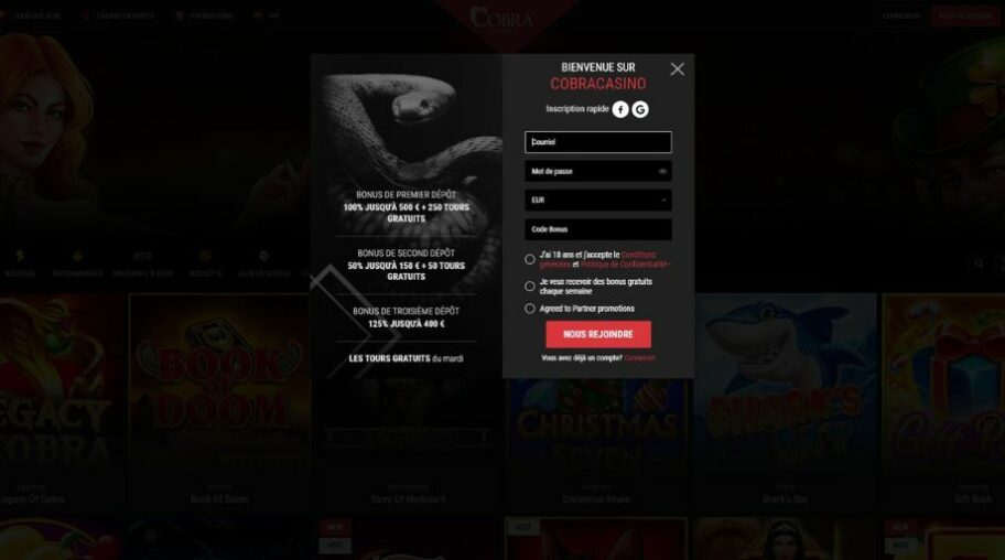 inscription cobra casino