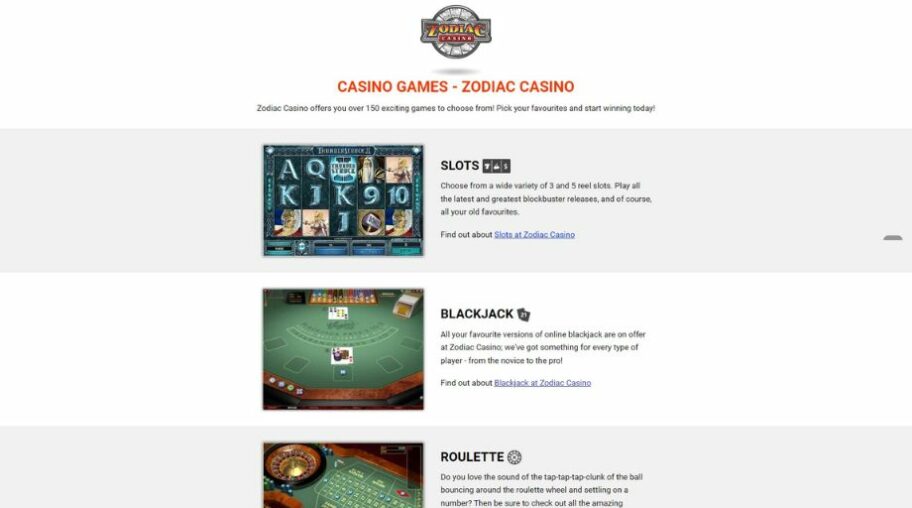 zodiac casino jeux