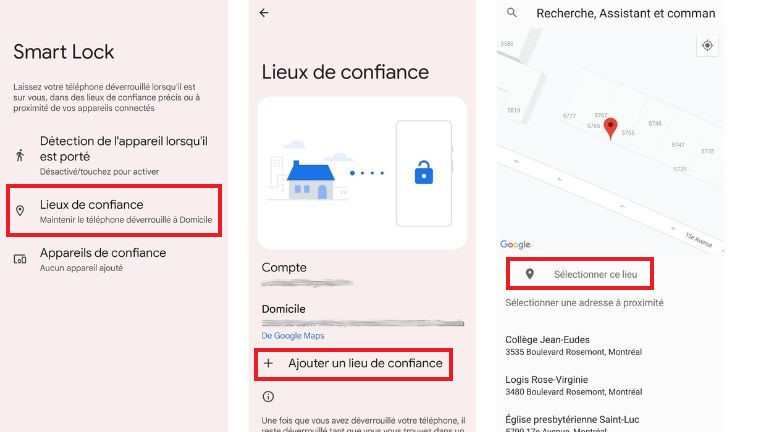 aper&ccedil;u marche &agrave; suivre activation smart lock android