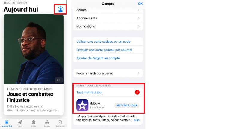 aper&ccedil;u comment faire ses mises &agrave; jour sur iOS iPhone iPad App Store