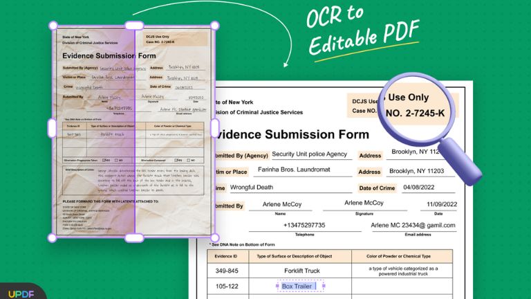 fonction OCR de UPDF remplissage