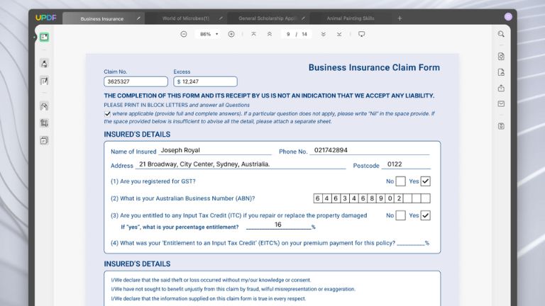 fonction de remplissage de UPDF