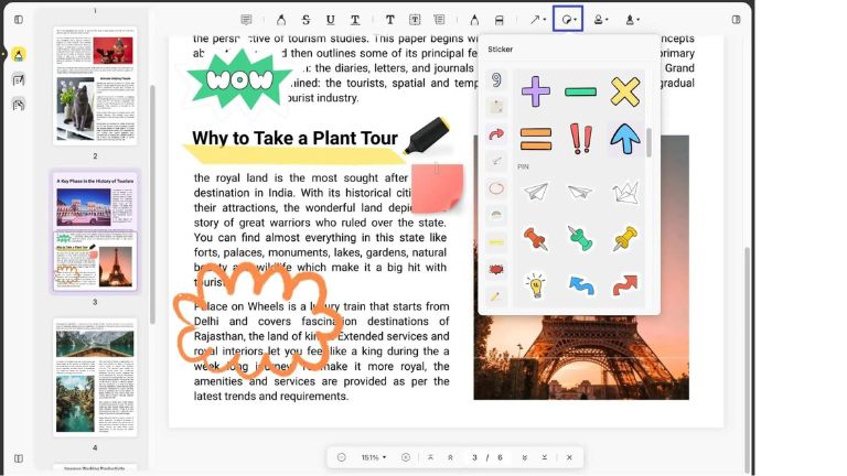 UPDF ajout autocollants couleurs formes surligneurs