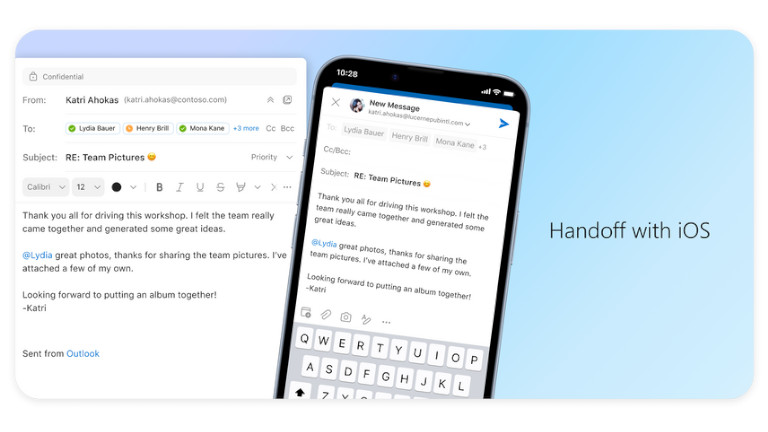 Microsoft Outlook Handoff Mac iOs