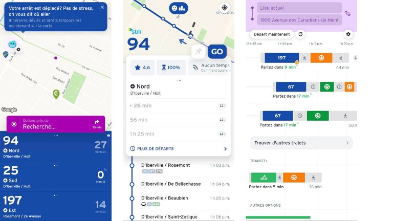 aper&ccedil;u app transit interface intuitive