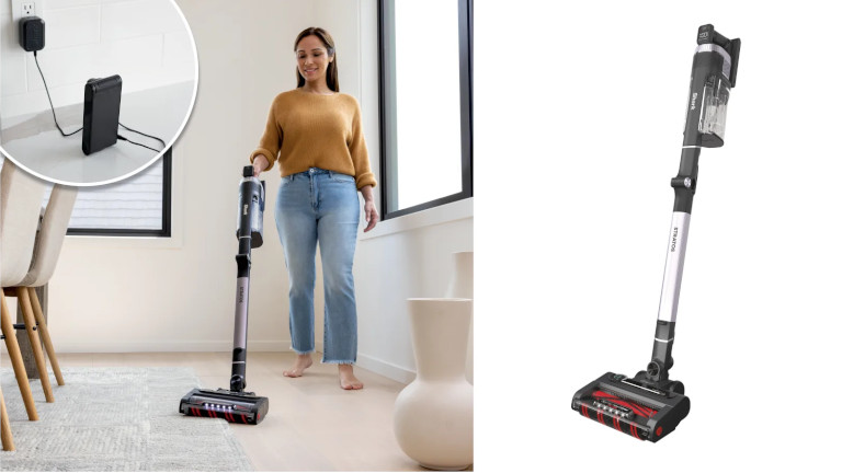 L’aspirateur à une batterie rechargeable. Ce qui fait en sorte qu’elle est très versatile. La balayeuse sans-fil Shark Stratos