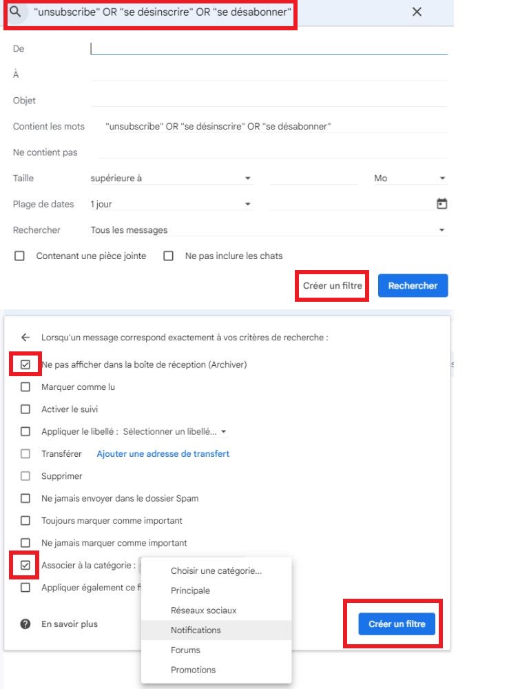 comment cr&eacute;er des filtres de redirection sur gmail
