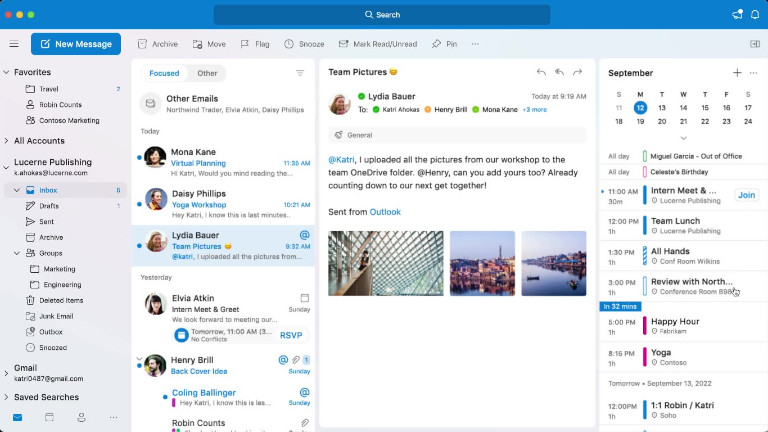 Interface Microsoft Outlook sur Mac