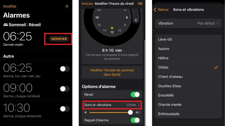 marche &agrave; suivre activer sonneries iPhone cach&eacute;es sommeil