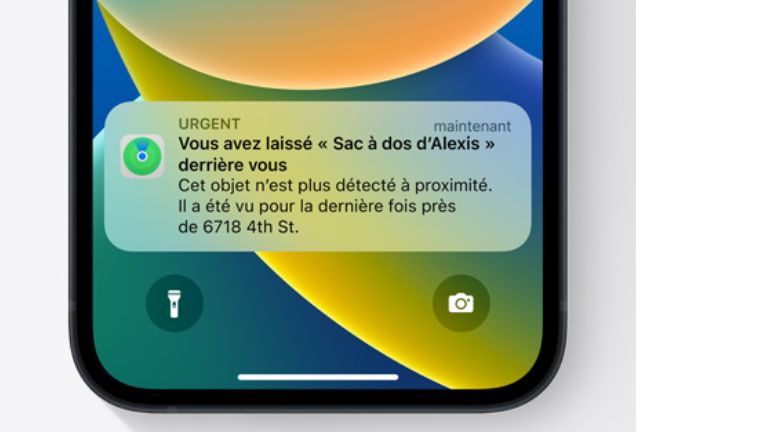 aper&ccedil;u mode perdu airtag iPhone iOS r&eacute;seau Apple Localiser