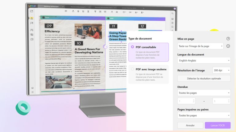 aper&ccedil;u de l'outil OCR de UPDF identifier modifier texte image