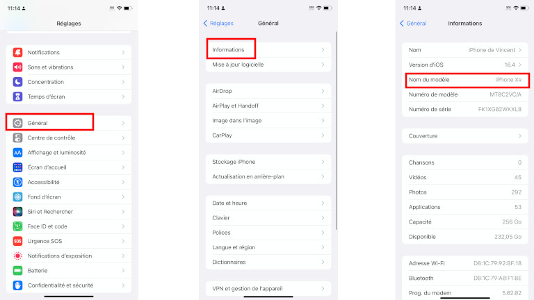 Comment savoir mod&egrave;le iPhone iPad