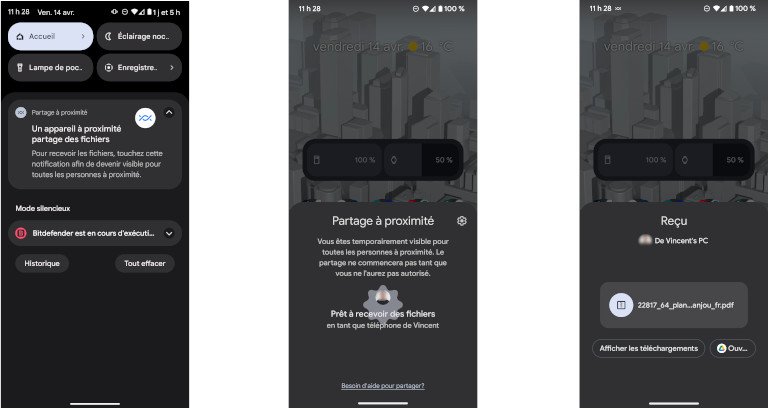 Comment transf&eacute;rer fichiers Nearby Share