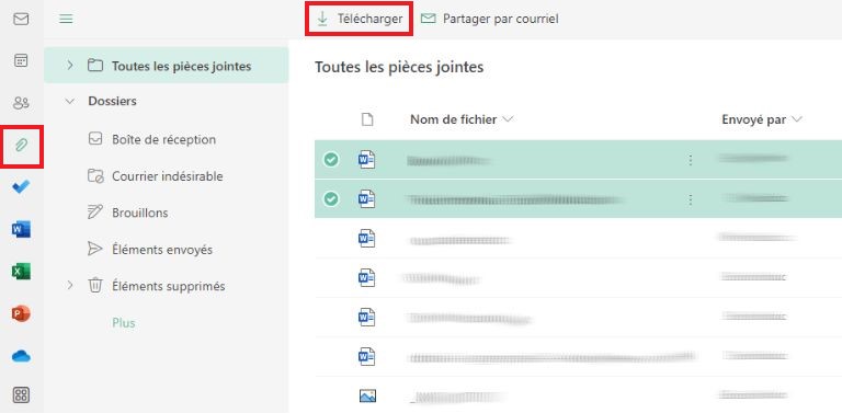 comment trier et t&eacute;l&eacute;charger ses pi&egrave;ces jointes outlook