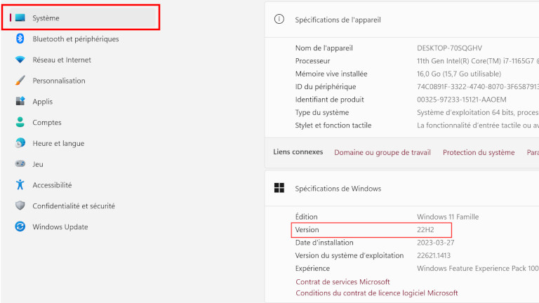 Voici comment savoir si on a la version 22H2 de Windows 11. Comment vérifier version Windows 11