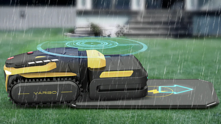 Pour le chargement, deux méthodes sont possibles. Avec le bon vieux câble électrique. Sinon, une station sans-fil est disponible. Le robot modulable Yarbo
