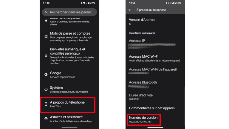 T&eacute;l&eacute;phone Tablette Android options pour d&eacute;veloppeurs