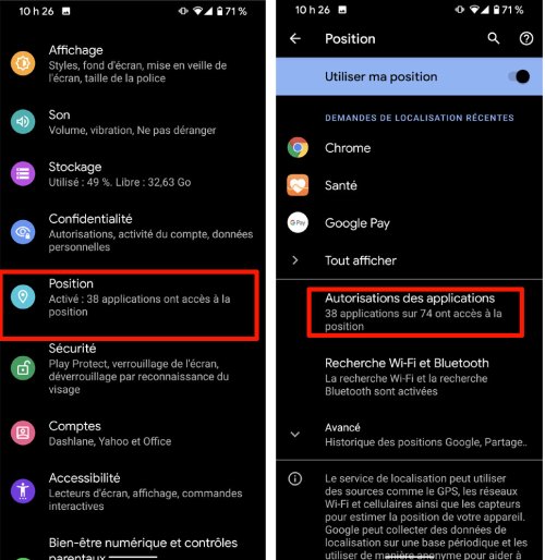 Android d&eacute;sactiver localisation t&eacute;l&eacute;phone applications
