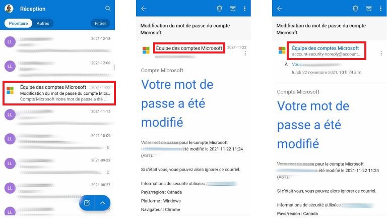 La marche à suivre pour vérifier l'adresse du destinataire sur Outlook pour Android. aperçu comment afficher adresse destinataire Outlook Android