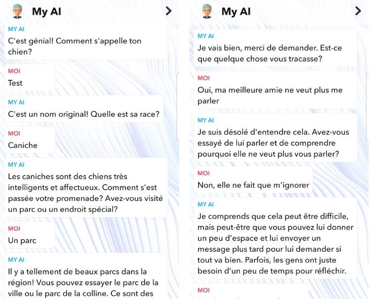 aper&ccedil;u conversation My Ai Snapchat