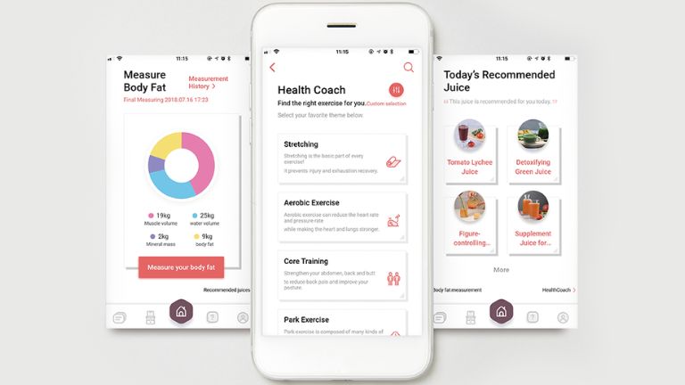 L'application mobile nous sert aussi de coach et propose des activités sportives à faire en fonction de notre composition. aperçu application compatible